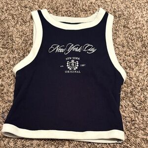 Aeropostale Navy Blue and White "New York City" Halter Top